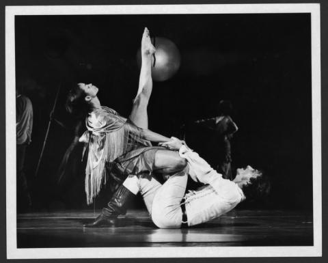 Donna Wood, Peter Woodin in Eleo Pomare's Blood Burning Moon. Photo courtesy of Ailey Archives