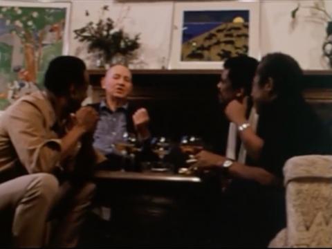 Albert Murray, Romare Bearden, Alvin Ailey, and James Baldwin in 'Bearden Plays Bearden' (1980), dir. Nelson E. Breem. 